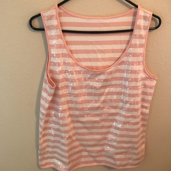 Talbots Tops - Talbots Pink and White Sequin Stripe Tank Top. Talbots Tops - Talbots Pink and White Sequin Stripe Tank Top.